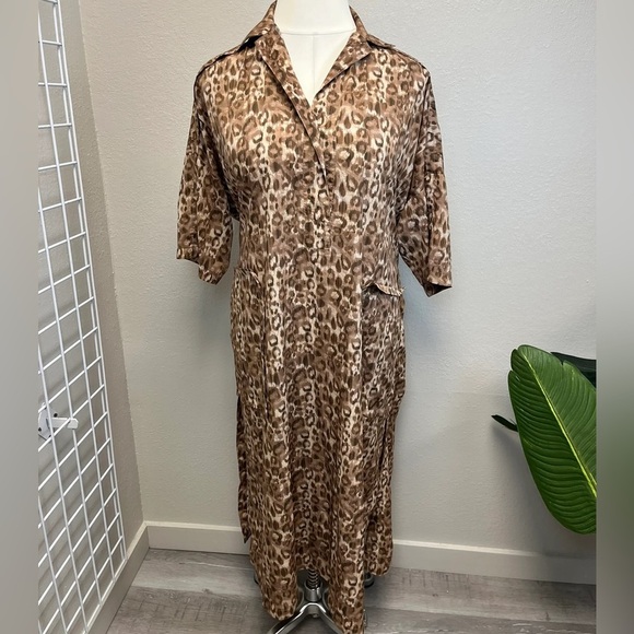 Victor Alfaro Animal Print Tea Length Dress - Size L - Picture 3 of 5